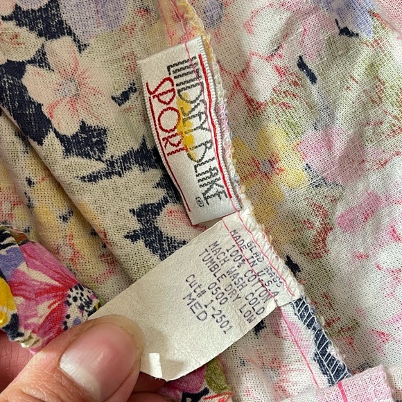 VTG Lindsay Blake Floral 100% cotton Lantern Cropped High Waist Pants M - Picture 3 of 3